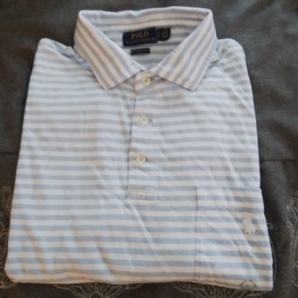 NWOT Polo Ralph Lauren Classic Fit Striped Cotton Jersey Pocket Polo - L